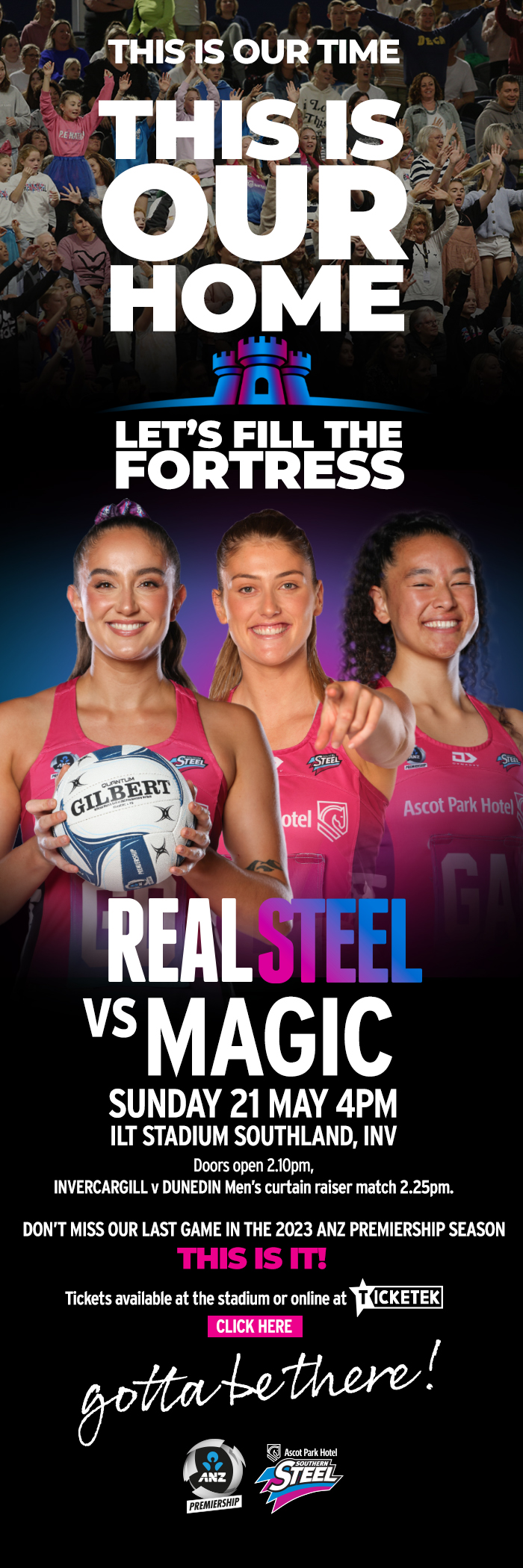 Don´t Miss the Ascot Park Hotel´s last ame of the 2023 ANZ Premiership season - this Sunday 21 May 4pm at ILT Stadium Southland