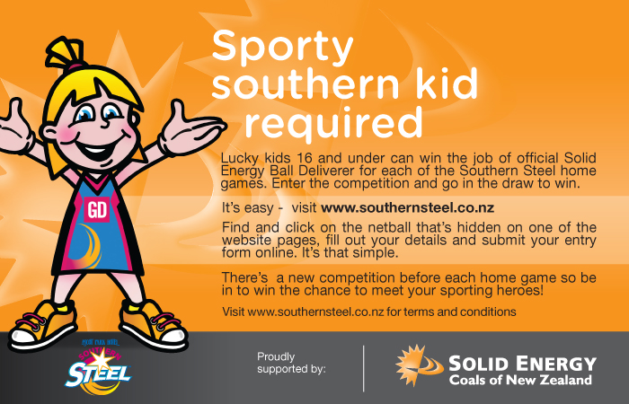 Here&acute;s your chance to be Official Ball Deliverer for a Southern Steel Home Game
